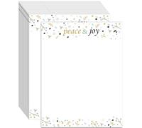 Lot de 100 feuilles de papier à en-tête Peace and Joy - Papier à en-tête de Noël - Papier à en-tête pour ordinateur - Pour notes et lettres au Père Noël - Pour les vacances d'hiver, les invitations