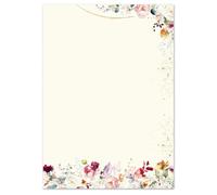 Lot de 100 feuilles de papier à lettre Motif fleurs tropicales Format A6 (105 x 148 mm) portrait 90 g/m² Multicolore