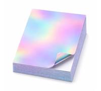 Lot de 100 feuilles de papier autocollant holographique imprimable 21,6 x 27,9 cm, imperméable, en vinyle, arc-en-ciel, pour imprimante à jet d'encre/laser