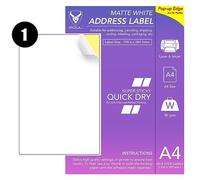 Lot de 100 feuilles de papier autocollant pour imprimante A4, papier autocollant imprimable, papier autocollant blanc mat, 1 étiquette par feuille A4