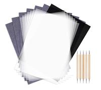 Lot de 100 feuilles de papier carbone noir A4 avec 100 feuilles de papier calque carbone blanc et 5 outils de pointillage pour bois, papier, toile