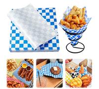 Lot de 100 feuilles de papier ciré de qualité supérieure résistant à la graisse pour emballage de pain et sandwichs (bleu, 21,6 cm)