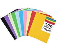 Lot de 100 feuilles de papier coloré format A4-10 couleurs - Feuilles colorées de 130 g/m² - Feuilles colorées - Accessoires pour travaux manuels, matériel de bricolage