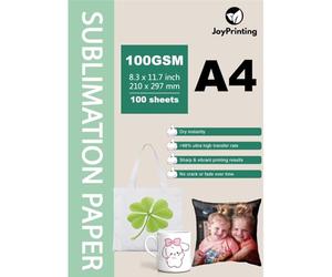 Lot de 100 feuilles de papier de sublimation compatible avec imprimantes à sublimation EPSON, SAWGRASS, RICOH, Brother (A4, 210 x 297 mm, 100 feuilles)
