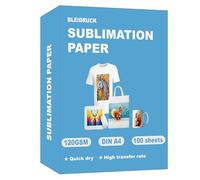 Lot de 100 feuilles de papier de sublimation DIN A4 (210 x 297 mm), 120 g/m², compatible avec les imprimantes à jet d'encre