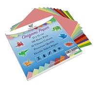 Lot de 100 feuilles de papier origami traditionnel japonais pliable double face 10 couleurs vives et pastel pour adultes et enfants (petite taille : 12 cm x 12 cm, 1 paquet)