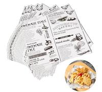 Lot de 100 feuilles de papier pour hamburger, 18 x 18 cm, aspect journal, papier à pain, papier à fromage, pour aliments, beurre, fromage, sandwich, hamburger, frites