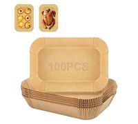 Lot de 100 Feuilles de Papier Sulfurisé Carré pour Friteuse à air Chaud, Imperméable et Résistant à l'huile, Papier Parchemin pour Friteuse à air Chaud, Four et Barbecue