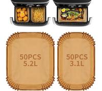 Lot de 100 feuilles de papier sulfurisé pour friteuse à air chaud - Compatible avec Tefal Easy Fry EY901810 EY905D 5.2/3.1L, Philips Airfryer Dual Basket 3000 Serie, Cecotec 5.5/3.5L, Moulinex 8,3L