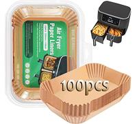 Lot de 100 feuilles de papier sulfurisé pour friteuse à air chaud Ninja AF300EU, accessoires de friteuse à air chaud, compatible avec Ninja AF300EU AF400EU, Princess et autres friteuse à air Dual Zone