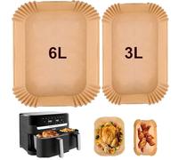 Lot de 100 feuilles de papier sulfurisé pour friteuse à air chaud Philips Airfryer Dual Basket 3000 série 5000 6L/3L NA350/00 NA550/00, Airfryer pour Tefal Easy Fry EY901810 EY905D, accessoires