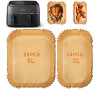 Lot de 100 feuilles de papier sulfurisé pour friteuse à air chaud Philips Dual Basket Airfryer 3000 Series 6L/3L NA350/00, série 5000 6L/3L NA550/00, résistant à la chaleur