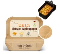 Lot de 100 feuilles de papier sulfurisé pour friteuse à air chaud rectangulaire 20,5 x 14 cm, 3 à 6 litres, extra stable grâce à la surface structurée, compatible avec Ninja Dual/Double Stack et