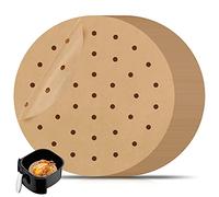 Lot de 100 feuilles de papier sulfurisé pour friteuse à air comprimé de 20,3 cm, revêtement anti-adhésif pour friteuse à air, pâtisserie, biscuits, cuisine, cuiseur vapeur en bambou (marron clair)