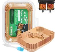 Lot de 100 feuilles de papier sulfurisé rectangulaires pour friteuse à air chaud, 22 x 14 cm, compatible avec Ninja AF300EU AF400EU, Princess, autres accessoires Dual Zone Air Fryer