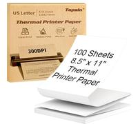 Lot de 100 feuilles de papier thermique pour imprimante thermique - 21,6 x 27,9 cm - Séchage rapide - Compatible avec les imprimantes portables M08F M832 - Papier d'impression thermique continu