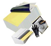 Lot de 100 feuilles de papier transfert de tatouage pour imprimante thermique - Structure à 4 couches - Couche de carbone pour ligne claire - Feuilles de reproduction d'art - Papier de transfert