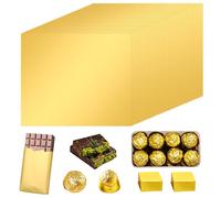Lot de 100 feuilles d'emballage en feuille d'or pour bonbons - 19 x 16 cm - Grands emballages en feuille d'aluminium avec dos en papier épais pour chocolat de Dubaï, mariage, anniversaire, bonbons