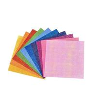 Lot de 100 feuilles papier origami pailleté double face, couleur unie, pliable, perle brillante, fait à la main, for bricolage, scrapbooking, décoration Pour Les Projets De Bricolage(20x20cm)