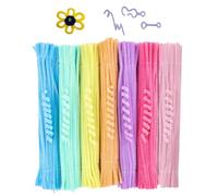 Lot de 100 Fil Chenille Pipe Cleaners,Tiges de Fils Chenille Peluche Colorés Cure Pipes Cleaner pour Projets de Bricolage Décorations et Artisanat Créatif Creatifs de Noël 30 cm x 6 mm(7 Couleurs)