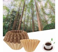 Lot de 100 filtres à café jetables, 1 à 4 tasses, filtres à café non blanchis, panier filtre à café naturel épais pour cafetière commerciale/maison, kit à verser sur le café, pas de soufflage, marron
