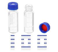 Lot de 100 fioles HPLC/GC de 2 ml, 9-425 fioles transparentes de laboratoire, bouchon à vis, patch d'écriture PTFE rouge et septa en silicone blanc pour tampon LC