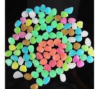 Lot de 100 galets en résine pour aquarium et jardin - Marbre plat - 50 ou 100 pièces - Brillent longtemps après avoir été au soleil pendant des heures (orange clair)