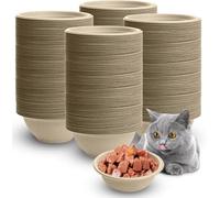 Lot de 100 gamelles jetables pour animaux de compagnie, 350 ml, bols en papier épais pour chats, chatons, chiots, aliments humides et secs, bols en papier compostables respectueux de l'environnement