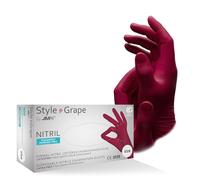 Lot de 100 gants Ampri - En nitrile - Rouge raisin - Non poudrés - Taille : -