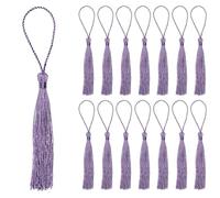 Lot de 100 glands en fil de soie de 13cm avec boucle de cordon de 2 pouces pour la confection de bijoux - couleur violet clair.