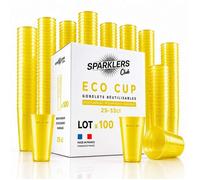 - Lot de 100 Gobelets Reutilisables 25cl (33cl a ras-bord) - Polypropylene (PP) alimentaire rigide - CompatiblJauneLot de 100