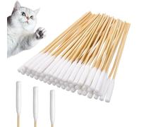 Lot de 100 grands cotons-tiges de 15,2 cm avec poignée en bambou pour chiens - Coton doux et non pelucheux - Conseils de nettoyage des oreilles pour le nettoyage des oreilles des animaux