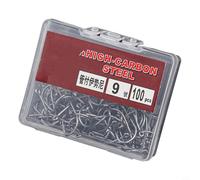 Lot de 100 hameçons triples pour poisson-chat en acier au carbone adaptés pour la pêche aux leurres souples avec boîte de rangement Taille 4# 12# (9#)