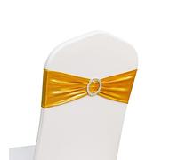 Lot de 100 housses de chaise élastiques en élasthanne avec nœuds à boucle pour décoration de mariage, maison, fête (doré métallisé)