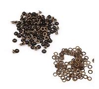 Lot de 100 œillets et 100 Rondelles Grommets Eyelets Oeillets en Laiton Rondelles en Fer Diamètre Intérieur de 4, 5, 6mm Grommet Kit pour Ceintures Vêtements Toiles Bâches (6