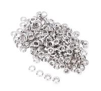 Lot de 100 œillets métalliques de 4 mm, kit de fixations pour accessoires de maroquinerie, pour chaussures, perles, vêtements, cuir et toile (Argent)