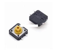 Lot de 100 interrupteurs à bouton-poussoir tactile momentanés 12 x 12 x 7,3 mm, tête carrée jaune SMT Controls Switches