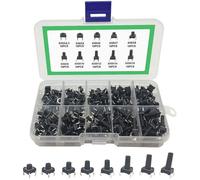 Lot de 100 interrupteurs tactiles à bouton-poussoir 4 broches, kit assortiment tact switch momentané pour électronique