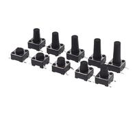 Lot de 100 interrupteurs tactiles à bouton-poussoir - Assortiment de commutateurs tactiles momentanés 6 x 6 mm, plusieurs hauteurs (4 mm - 20 mm) pour projets de bricolage Arduino, réparation de PCB