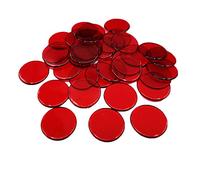 Lot de 100 jetons en plastique - 19 mm - Marqueurs multicolores pour compter et calculer - Rouge transparent