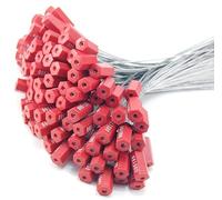 Lot de 100 joints de câble de sécurité numérotés, fil d'acier de 30 cm, tête hexagonale rouge de 1,3 cm, suivi séquentiel des stocks, joints Pull-Tite pour camions, remorques, conteneurs (rouge)