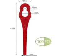 Lot de 100 lames de rechange en plastique pour tondeuses Florabest LIDL - longueur 8,3 cm