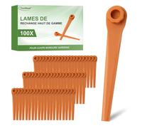 Lot de 100 lames de rechange PA6 RotorCut compatibles avec le Coupe-Bordures Gardena, Lame en plastique pour Gardena Coupe-Bordures sans Fil