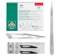 Lot de 100 lames de scalpel Figure 11 - Lames de rechange stériles + 1 support Shehadeh - 21 cm de long en acier inoxydable