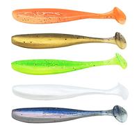 Lot de 100 leurres de pêche en Plastique Souple, leurres Souples pour Bar d'eau Douce et d'eau salée avec boîte Blanc, Rouge, Vert, Gris, 2 g, 7 cm