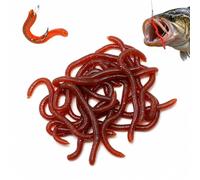 Lot de 100 leurres souples pour pêche à la truite et vers de terre 8 cm | Leurre de pêche en eau douce - Leurre de vers de terre - Faux vers de sang - Appât de pêche en eau douce