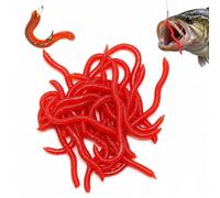 Lot de 100 leurres souples pour pêche à la truite et vers de terre 8 cm | Leurre de pêche en eau douce - Leurre de vers de terre - Faux vers de sang - Appât de pêche en eau douce