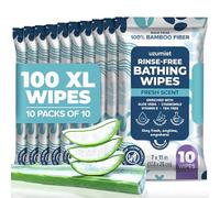 Lot de 100 lingettes corporelles épaisses sans rinçage XL pour adultes 17,8 x 27,9 cm par lingette - débarbouillettes jetables pour le bain, les personnes âgées, les alités, la salle de sport et les