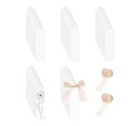 Lot de 100 marque-pages en acrylique transparent avec 2 rouleaux de ruban de satin - Marque-pages vierges décoratifs pour , adultes, école, studio, bureau et bureau, maison, cadeau