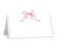 Lot de 100 marque-places avec nœud rose 5 x 8,9 cm - Pour fête d'anniversaire, fête prénatale
